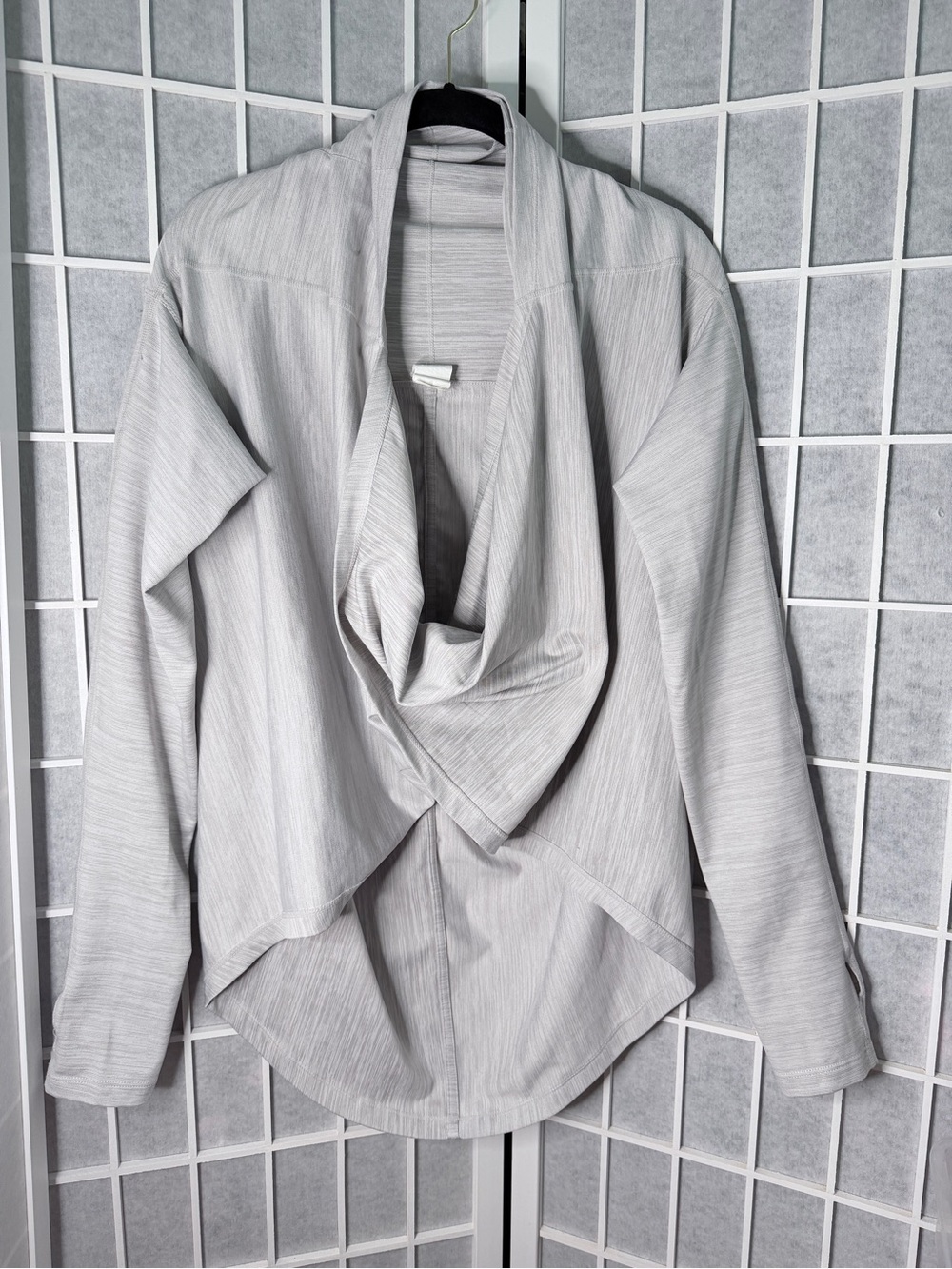 ZYIA Light Gray Draped Open-Front Hoodie